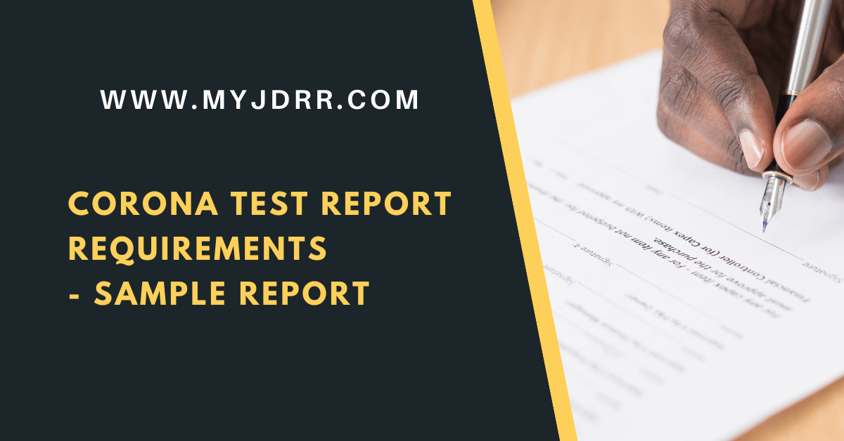Corona test report requirements with sample report